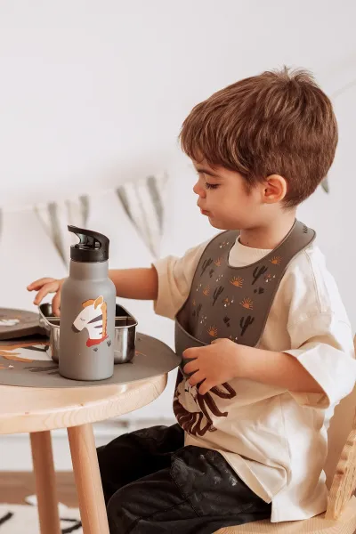KIKADU Silicone Bib - Zebra Grey