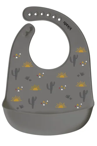 KIKADU Silicone Bib - Zebra Grey