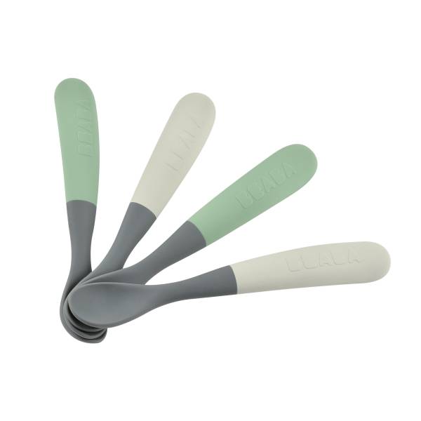 BEABA Spoon for my first meals Set x 4 - Mineral Grey/Sagegreen S