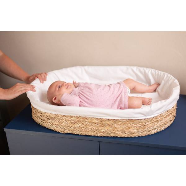 CHILDHOME Changing Basket Natural+Mattress 70x50 - Seagrass 