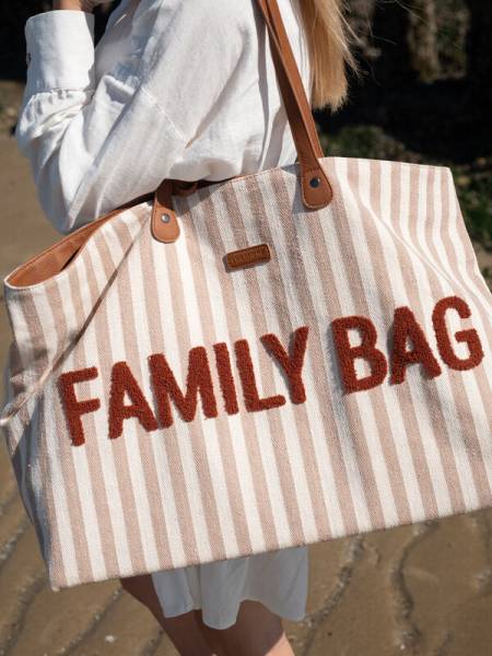 CHILDHOME Family Bag - Stripes Nude/Terracotta