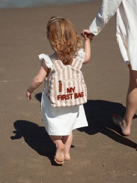 CHILDHOME Kids My First Bag - Stripes Nude/Terracotta