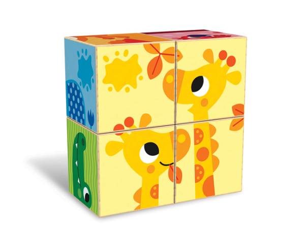 KIDS HITS Wooden Puzzle Blocks - Colourful Zoo