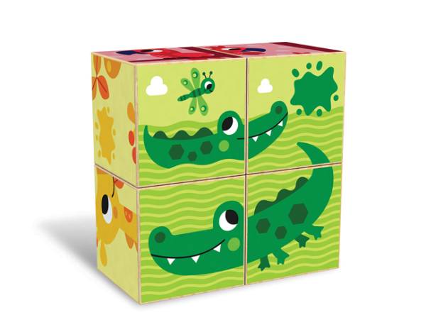 KIDS HITS Wooden Puzzle Blocks - Colourful Zoo