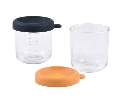 BEABA Food Jar Glass Set of 2x250 ml - Night Blue/Honey