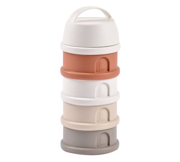 BEABA Milk Container 4 Compartments - CottonWhite/Terracotta