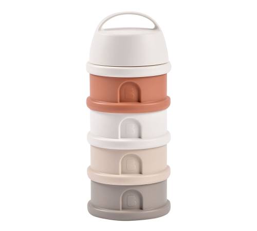 BEABA Milk Container 4 Compartments - CottonWhite/Terracotta