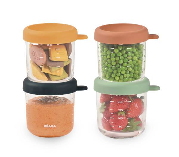 BEABA Food Jar Glass Set of 4x250 ml - Sunrise Colours