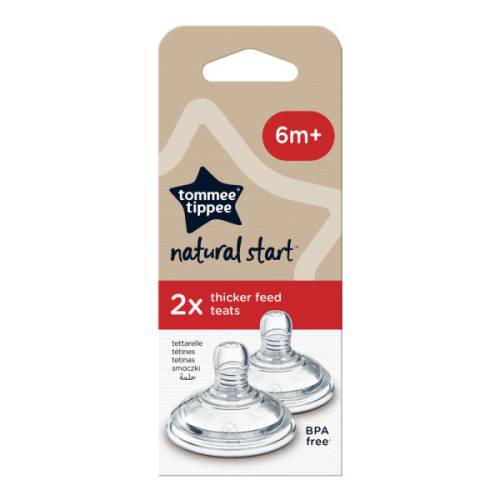 TOMMEE TIPPEE Natural Start Bottle Teats Pack of 2 - Thick Flow