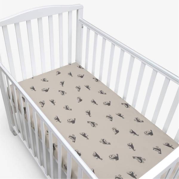SIMPLY GOOD Fitted Sheets 2Pack Crib 50x90 - Monkeys Off White