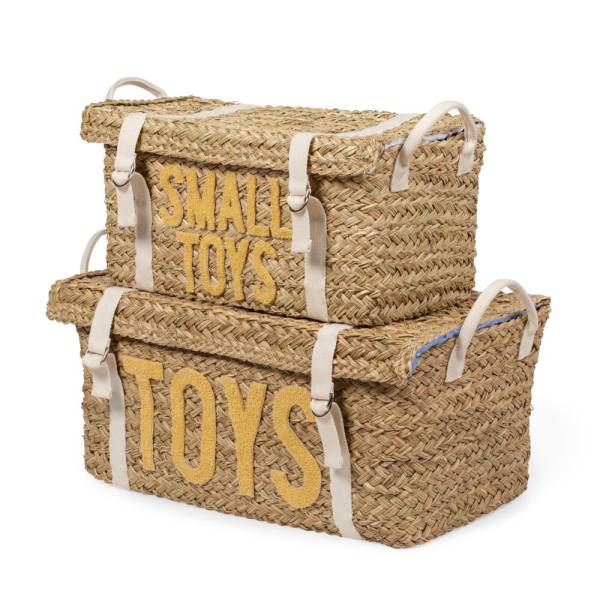 CHILDHOME Toy Box Rattan Set of 2 - Yellow