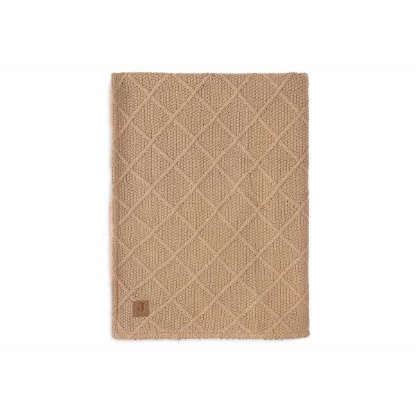 JOLLEIN Blanket 75x100 Check Knit - Biscuit/Teddy Fleece