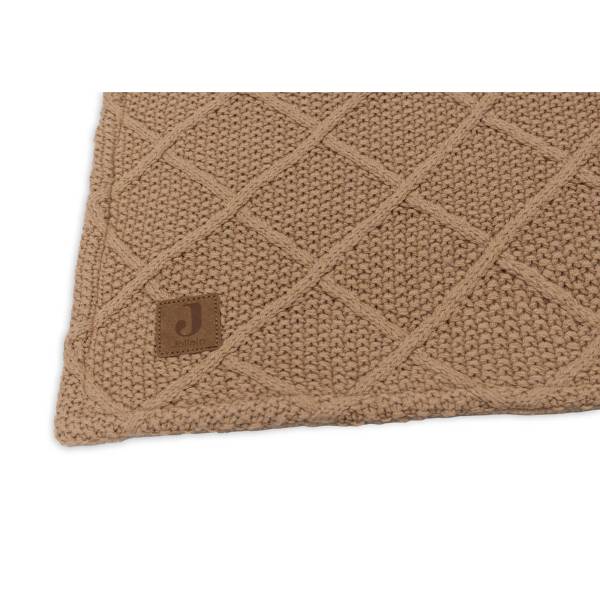 JOLLEIN Blanket 75x100 Check Knit - Biscuit/Teddy Fleece