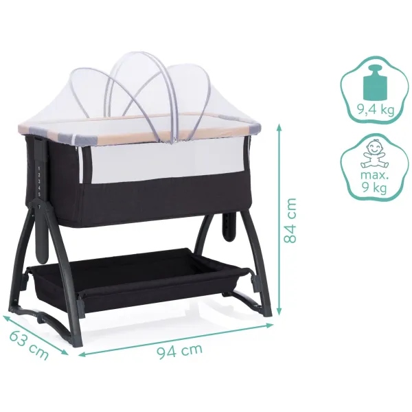 FILLIKID Bedside Crib Scandic - Grey Melange