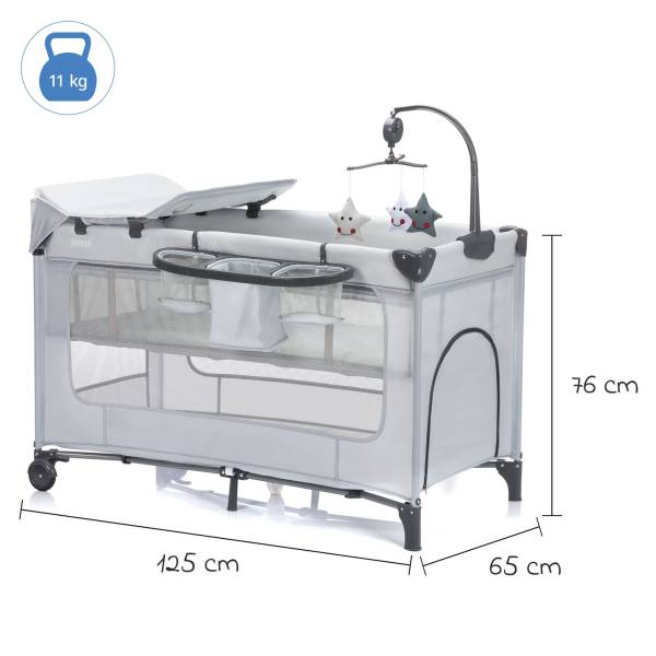 FILLIKID Travel Cot Capri - Light Grey