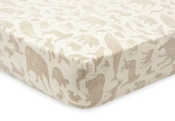 JOLLEIN Fitted Sheet Jersey 70x140 - Animals Nougat
