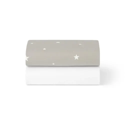 SnuzPod Bedside Crib 2Pack Sheets - Grey/Star
