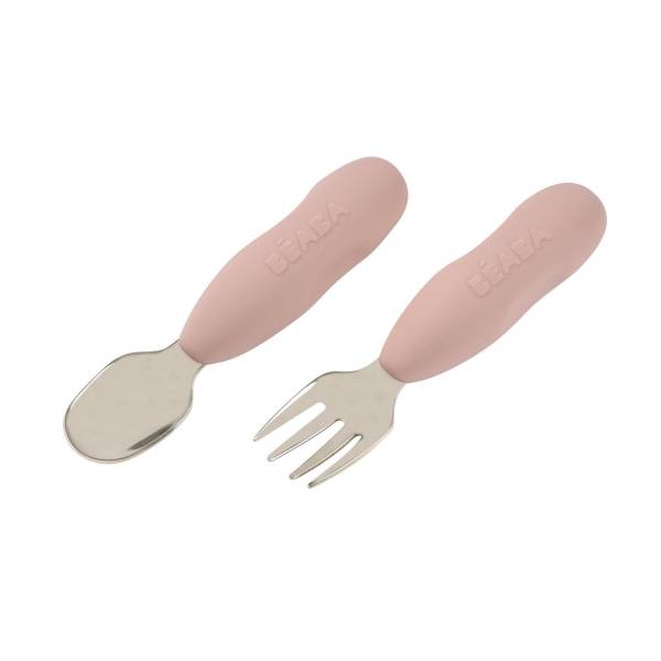 BEABA PreCutlery Stainless Steel Set x2 - Cotton Candy