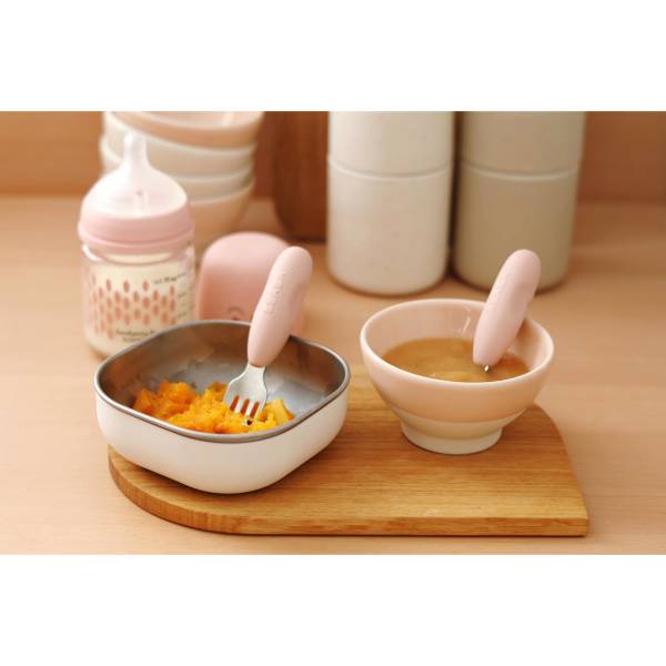 BEABA PreCutlery Stainless Steel Set x2 - Cotton Candy
