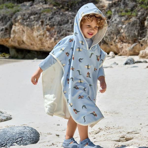 LAESSIG Splash&Fun Beach Poncho - Crocodile Sky Blue