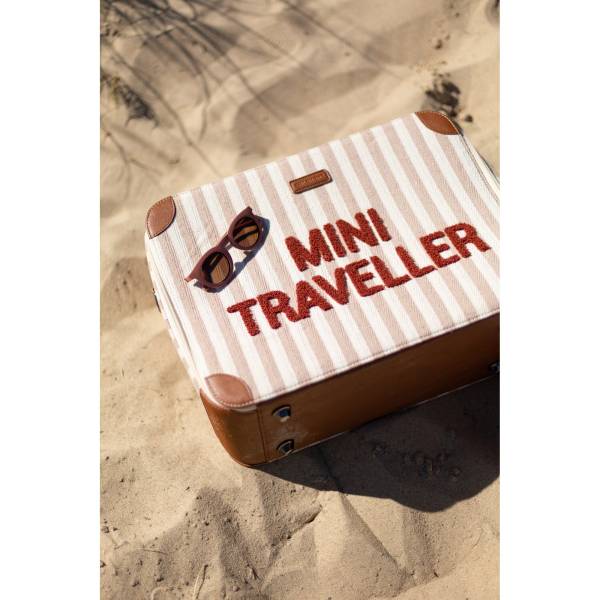 CHILDHOME Mini Traveller Kids Suitcase - Stripes Nude Terracotta