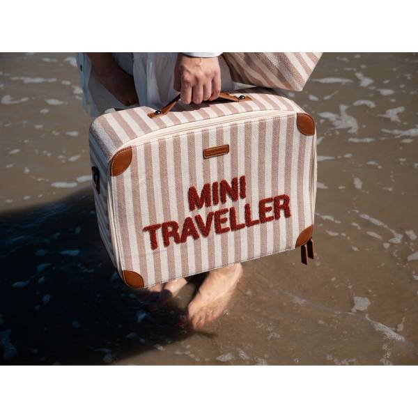 CHILDHOME Mini Traveller Kids Suitcase - Stripes Nude Terracotta