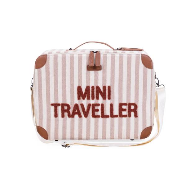 CHILDHOME Mini Traveller Kids Suitcase - Stripes Nude Terracotta