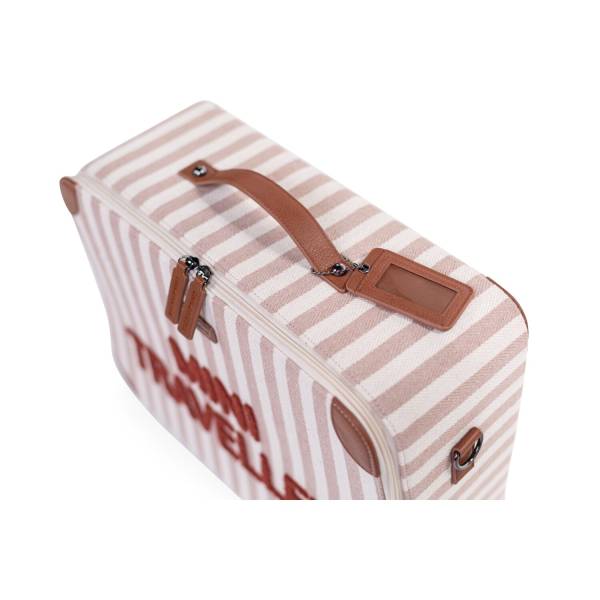 CHILDHOME Mini Traveller Kids Suitcase - Stripes Nude Terracotta