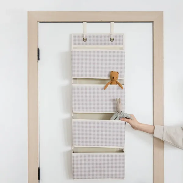 3 SPROUTS Hanging Wall Organizer - Gingham Beige