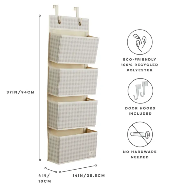 3 SPROUTS Hanging Wall Organizer - Gingham Beige