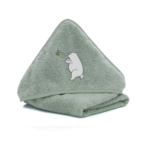 FILLIKID Hooded Towel 75x75cm - Bear Green