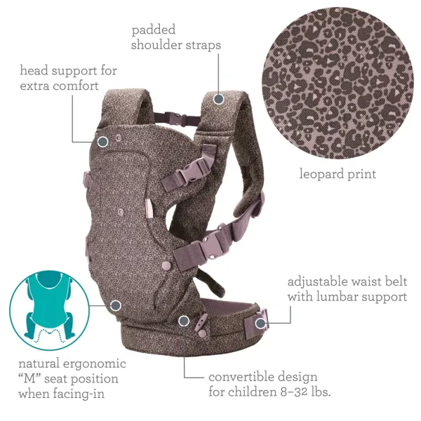 INFANTINO Convertible Carrier Flip 4in1 Advance - Black Leopard