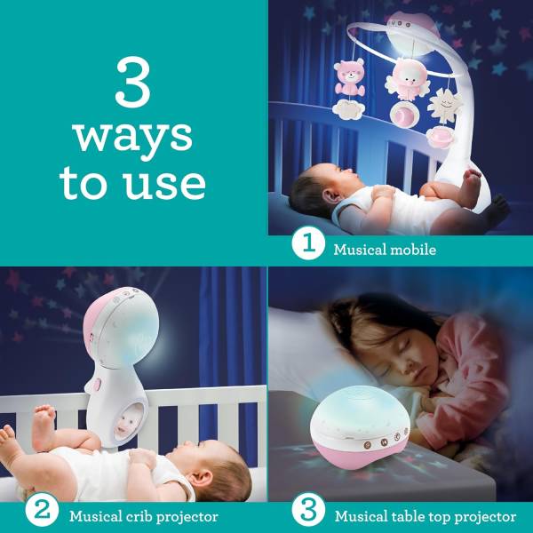 INFANTINO 3in1 Projector Musical Mobile - Dusty Pink