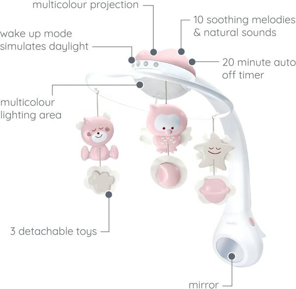INFANTINO 3in1 Projector Musical Mobile - Dusty Pink