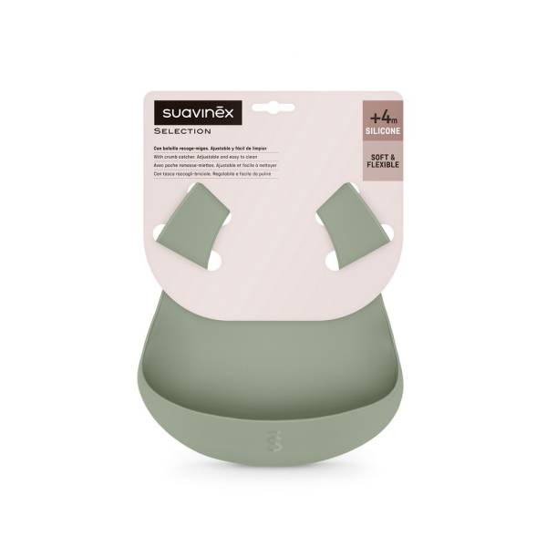 SUAVINEX Colour Essence Silicone Bib - Green
