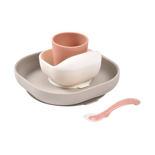 BEABA Silicone Meal Set 4pcs - Terracotta/Gazelle