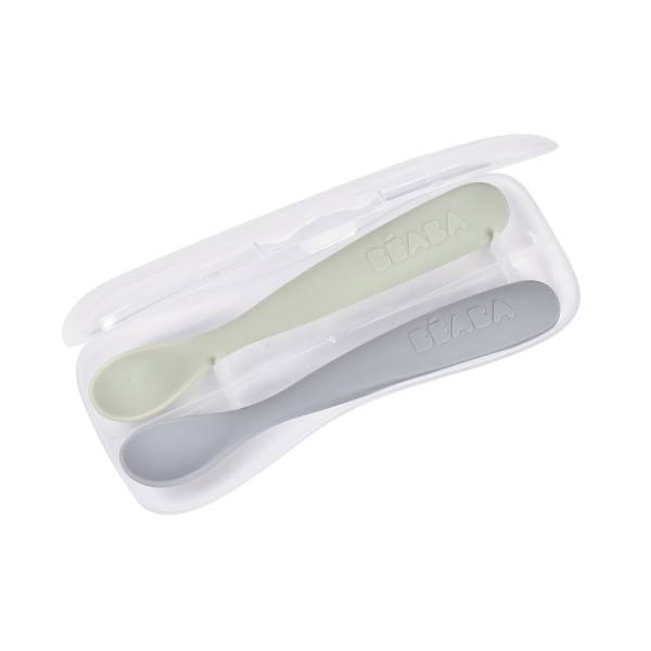 BEABA Spoon for my first meals Set x 2 - Pebble / Green