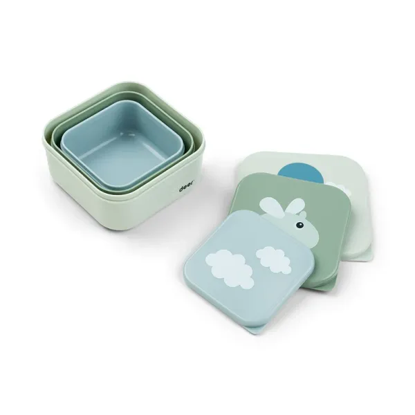 DONE BY DEER Snack Box3pcs Happy Clouds - Green