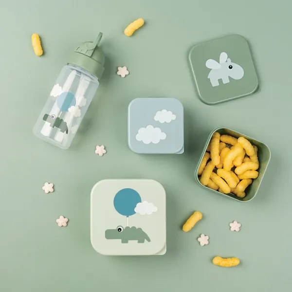 DONE BY DEER Snack Box3pcs Happy Clouds - Green