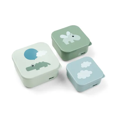 DONE BY DEER Snack Box3pcs Happy Clouds - Green