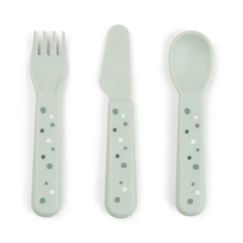 DONE BY DEER Foodie Cutlery set Happy Dots  - Green