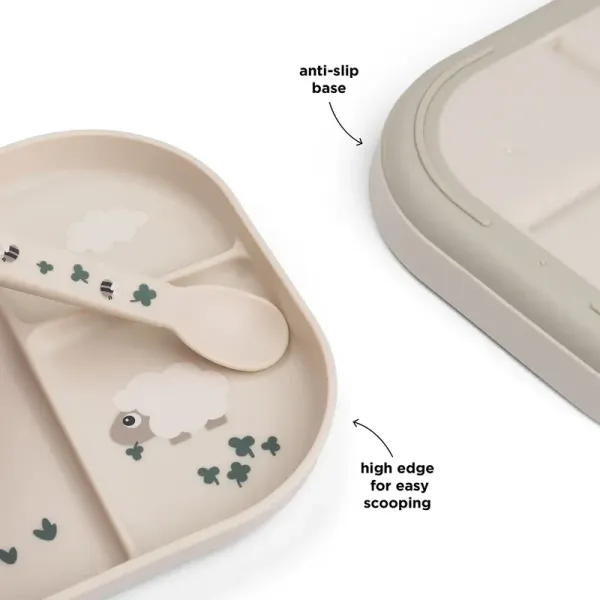 DONE BY DEER Foodie Compartment Plate Tiny Farm - Sand