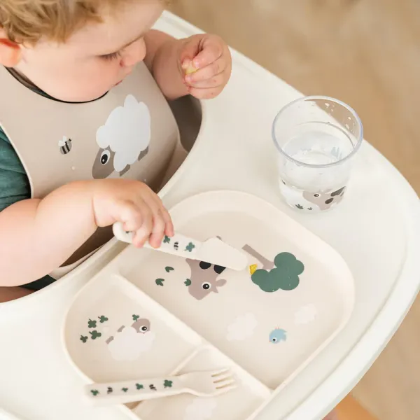DONE BY DEER Foodie Compartment Plate Tiny Farm - Sand