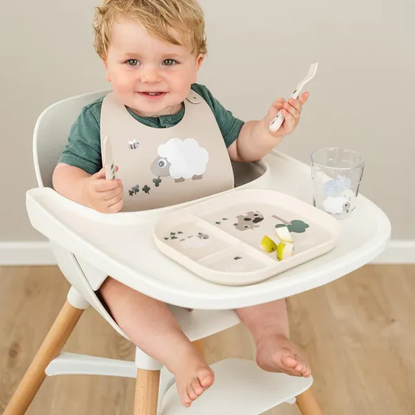 DONE BY DEER Foodie Compartment Plate Tiny Farm - Sand