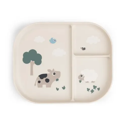 DONE BY DEER Foodie Compartment Plate Tiny Farm - Sand