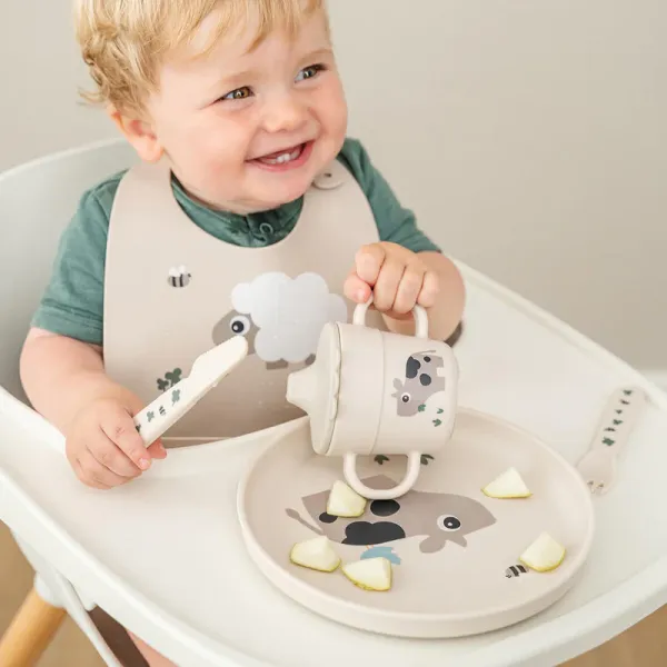 DONE BY DEER Foodie Plate Tiny Farm - Sand