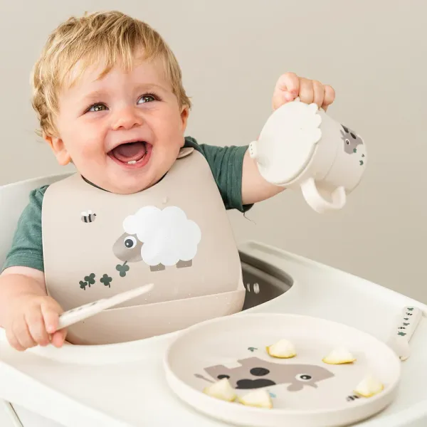 DONE BY DEER Foodie Plate Tiny Farm - Sand