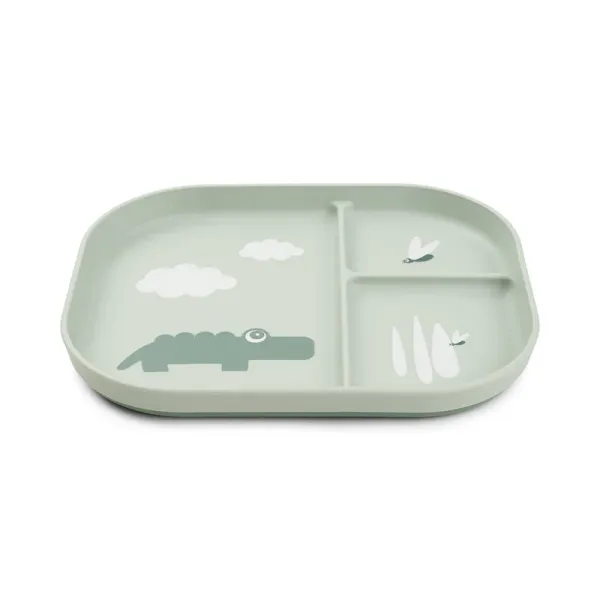 DONE BY DEER Foodie Compartment Plate Croco - Green