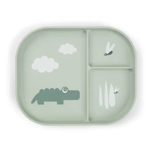 DONE BY DEER Foodie Compartment Plate Croco - Green