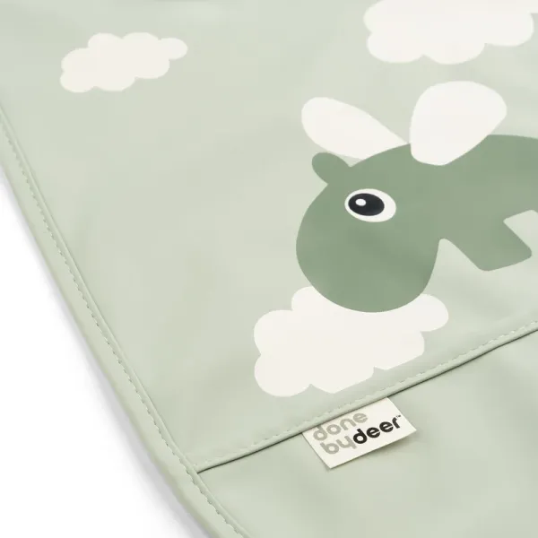DONE BY DEER Bib with Velcro Happy Clouds - Green